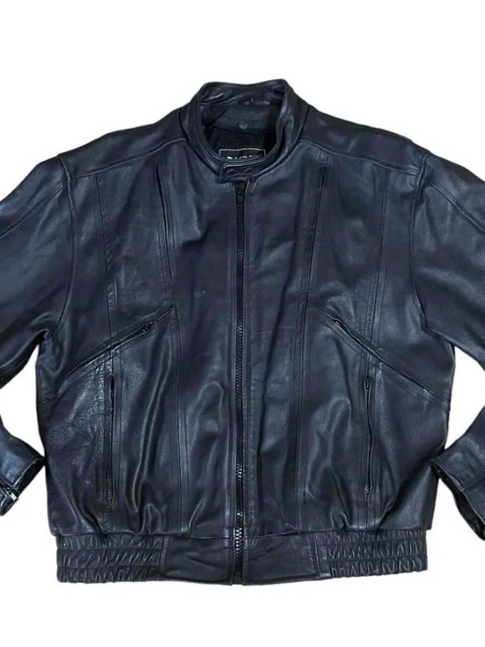 Vintage Raider Heavy Leather Motorcycle Bomber Jacket Biker Black XL